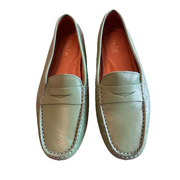 Flag Ltd Morgan Green Leather Square Toe Penny Loafer Driving Moc Women Size 8.5 - Picture 4 of 10